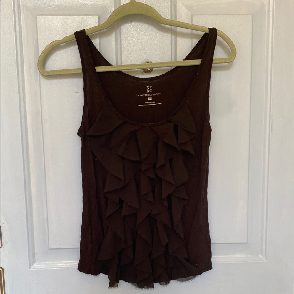 Black Ruffled Tank Top